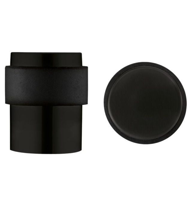 Zoo Hardware ZAS85-PCB Door Stop Floor Mounted – Round Collar – Flat Top – Powder Coated Matt Black