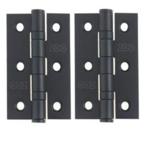 Zoo Hardware ZHSS232-MB Hinges – Ball Bearing 76mm x 50mm x 2mm Square Corner – Matt Black