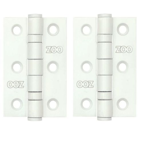 Zoo Hardware ZHSS232-PCW Hinges – Ball Bearing 76mm x 50mm x 2mm Square Corner – Powder Coated White