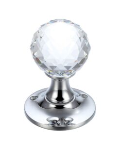 Glass Ball Mortice Knob - Facetted Clear - 50mm