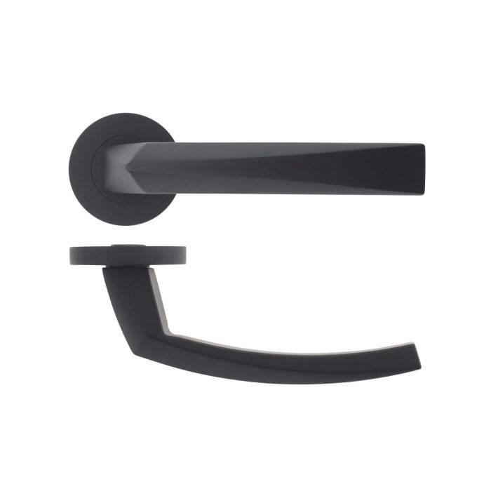 Hydra lever on round rose Oscuro Matt Black