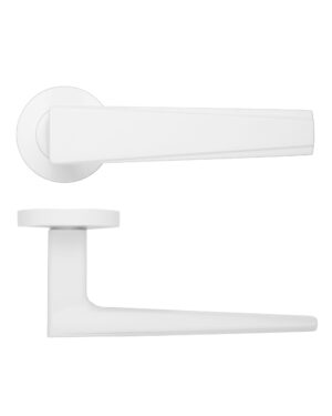 Veloce Lever On Round Rose Powder Coat White