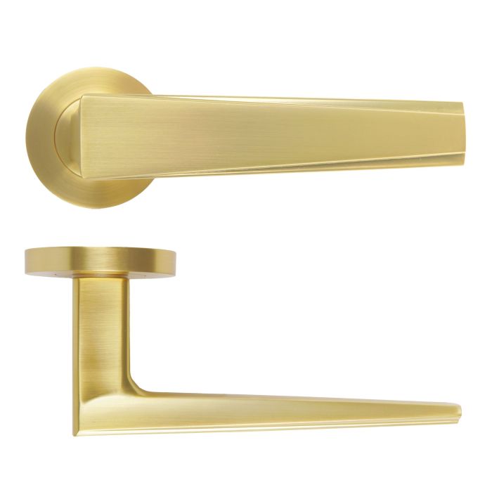 Veloce Lever On Round Rose Satin Brass