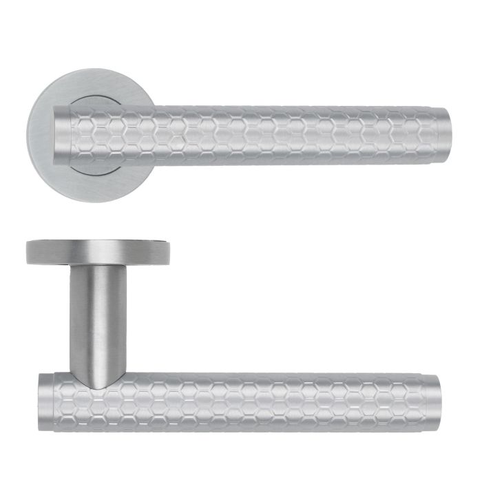 Favo Lever On Round Rose Satin Chrome