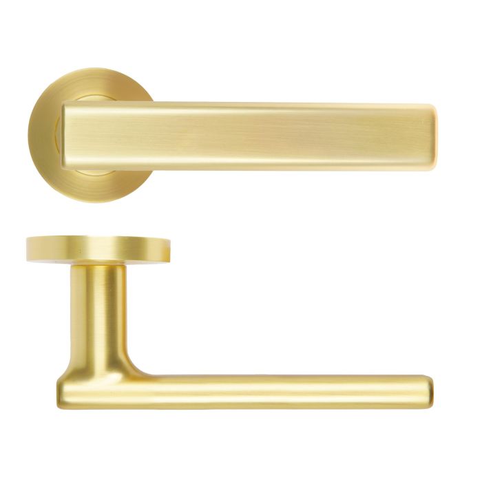 Frigo Lever On Round Rose Satin Brass
