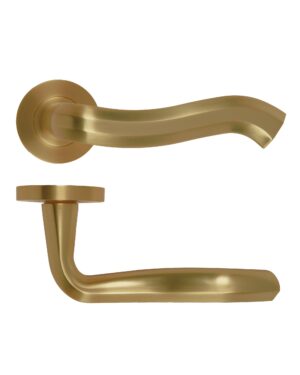 Rococo Lever On Round Rose Antique Brass