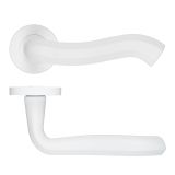 Rococo Lever On Round Rose Powder Coat White