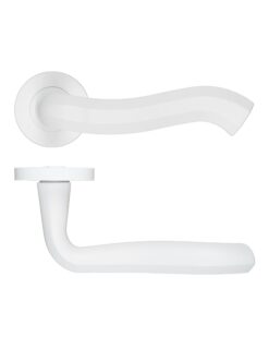 Rococo Lever On Round Rose Powder Coat White