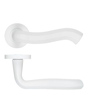 Rococo Lever On Round Rose Powder Coat White