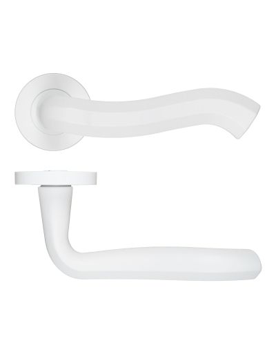 Rococo Lever On Round Rose Powder Coat White