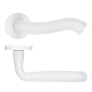 Rococo Lever On Round Rose Powder Coat White