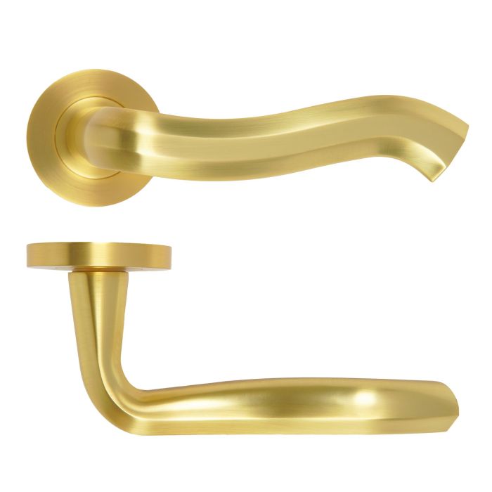 Rococo Lever On Round Rose Satin Brass