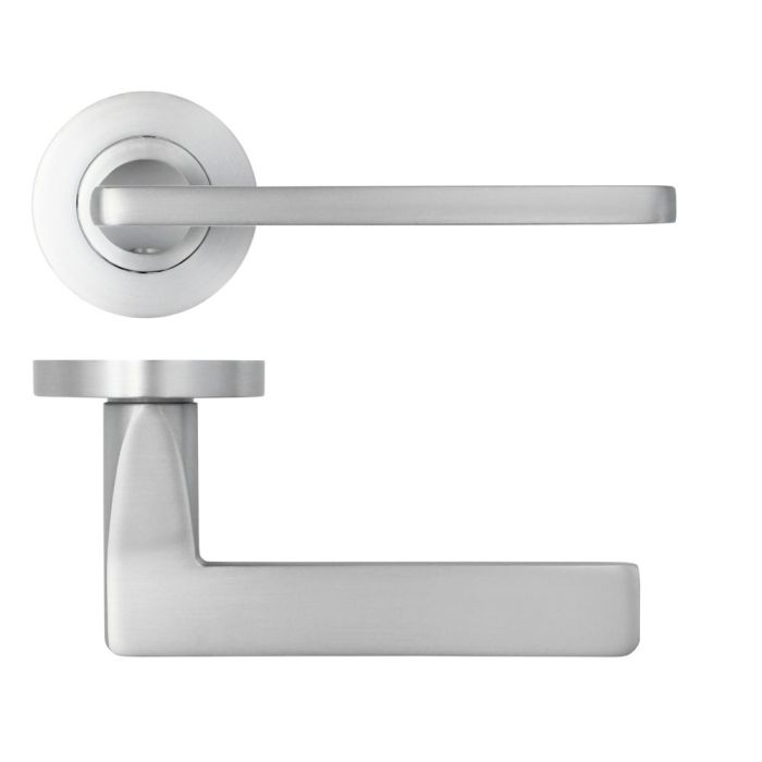 Leon lever on rose Satin Chrome