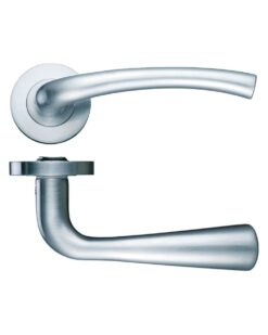 Assisi lever on round rose Satin Nickel