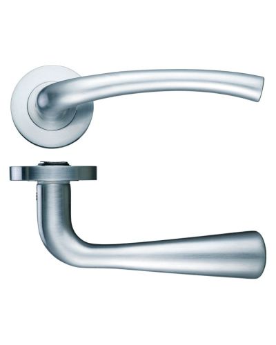 Assisi lever on round rose Satin Nickel