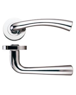 Florence lever on round rose Polished Nickel