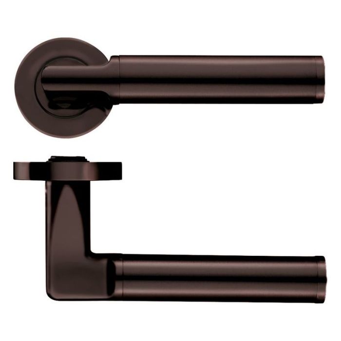 Milan lever on round rose Etna Bronze