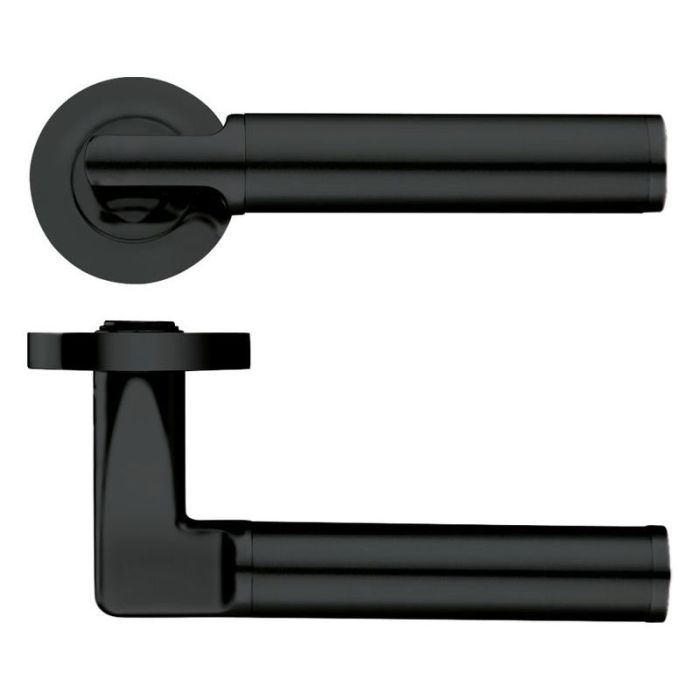 Milan lever on round rose Oscuro Matt Black