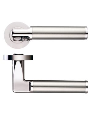 Milan lever on round rose Polished Nickel Satin Stainless