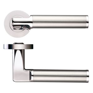Milan lever on round rose Polished Nickel Satin Stainless