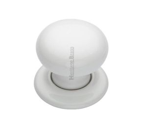 Heritage Brass White Porcelain Mortice Door Knobs, Porcelain Rose  (sold in pairs)
