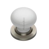 Heritage Brass White Porcelain Mortice Door Knobs, Satin Nickel Rose  (sold in pairs)