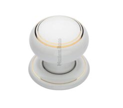 Heritage Brass Gold Line White Porcelain Mortice Door Knobs, Porcelain Rose  (sold in pairs)