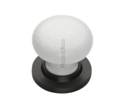 Heritage Brass White Crackle Porcelain Mortice Door Knobs, Matt Bronze Rose  (sold in pairs)