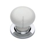 Heritage Brass White Crackle Porcelain Mortice Door Knobs, Polished Chrome Rose (sold in pairs)