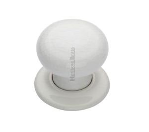 Heritage Brass White Crackle Porcelain Mortice Door Knobs, Porcelain Rose (sold in pairs)