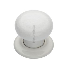 Heritage Brass White Crackle Porcelain Mortice Door Knobs, Porcelain Rose (sold in pairs)