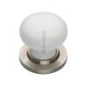 Heritage Brass White Crackle Porcelain Mortice Door Knobs, Satin Nickel Rose  (sold in pairs)