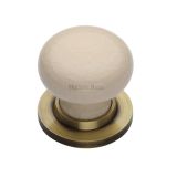 Heritage Brass Cream Crackle Porcelain Mortice Door Knobs, Antique Brass Rose  (sold in pairs)