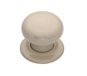 Heritage Brass Cream Crackle Porcelain Mortice Door Knobs, Porcelain Rose (sold in pairs)