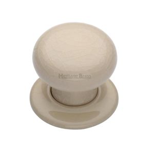 Heritage Brass Cream Crackle Porcelain Mortice Door Knobs, Porcelain Rose  (sold in pairs)