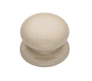 Heritage Brass Porcelain Cupboard Knobs (32mm Or 38mm), Cream Crackle