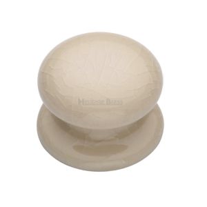Heritage Brass Porcelain Cupboard Knobs (32mm Or 38mm), Cream Crackle