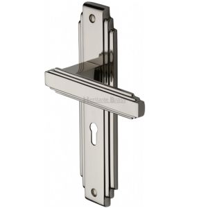 Heritage Brass Astoria Art Deco Style Door Handles, Polished Nickel (sold in pairs)