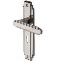 Heritage Brass Astoria Art Deco Style Door Handles, Polished Nickel (sold in pairs)