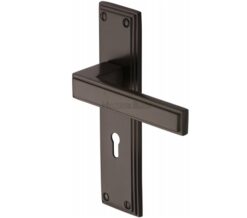 Heritage Brass Atlantis Art Deco Style Door Handles, Matt Bronze (sold in pairs)
