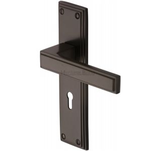 Heritage Brass Atlantis Art Deco Style Door Handles, Matt Bronze (sold in pairs)