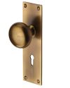 Heritage Brass Balmoral Low Profile Door Knobs On Backplate, Antique Brass (sold in pairs)