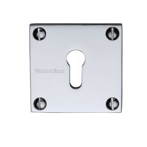 Heritage Brass Standard Square Slim Key Escutcheon, Polished Chrome