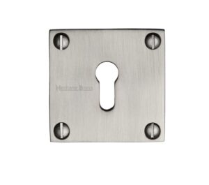Heritage Brass Standard Square Slim Key Escutcheon, Satin Nickel