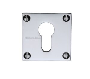 Heritage Brass Euro Profile Square Slim Key Escutcheon, Polished Chrome