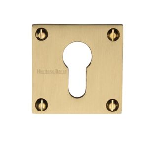 Heritage Brass Euro Profile Square Slim Key Escutcheon, Satin Brass