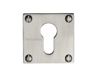 Heritage Brass Euro Profile Square Slim Key Escutcheon, Satin Nickel