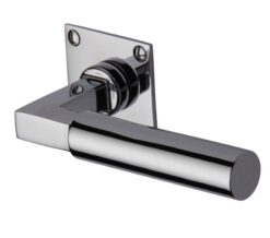 Heritage Brass Bauhaus Low Profile Polished Chrome Door Handles On Square Rose (sold in pairs)