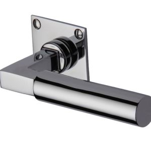 Heritage Brass Bauhaus Low Profile Polished Chrome Door Handles On Square Rose (sold in pairs)