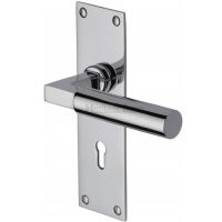 Heritage Brass Bauhaus Low Profile Door Handles On Backplate, Polished Chrome  (sold in pairs)